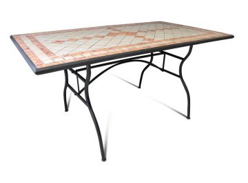 TAVOLO FISSO IN FERRO CON DECORAZIONE A MOSAICO 