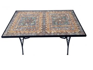 TAVOLO FISSO IN FERRO NERO CON MOSAICO 