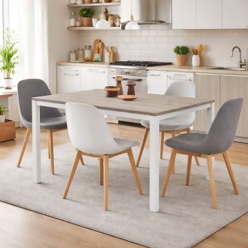 TAVOLO MOD. PLUTONE ALLUNGABILE CM 130X85 BIANCO E OLMO CHIARO