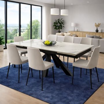 TAVOLO ALLUNGABILE CM 160X90 ANTRACITE E FINITURA BIANCO STATUARIO