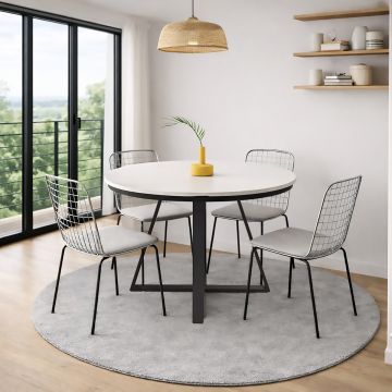 TAVOLO ALLUNGABILE DIAM. CM 120 NERO E BIANCO FRASSINATO