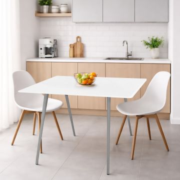 TAVOLO MOD. DUDU FISSO CM 120X70 ALLUMINIO E BIANCO FRASSINATO