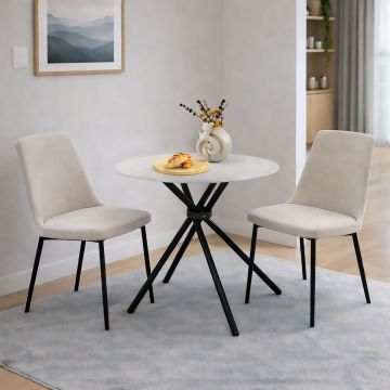 TAVOLO MOD. PANDA FISSO DIAM. CM 80 NERO E WHITE ASH