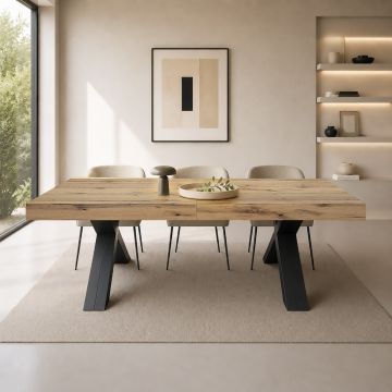 TAVOLO MOD. OCEANO ALLUNGABILE CM 200X100 METALLO NERO E ROVERE NODATO