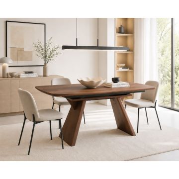 TAVOLO ALLUNGABILE CM 160X90 IN MDF IMPIALLACCIATO NOCE 