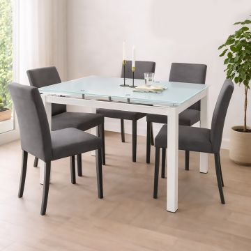 TAVOLO ALLUNGABILE CM 110X70 BIANCO E VETRO