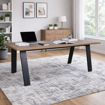 TAVOLO MOD. DA VINCI FISSO CM 240X90 NERO E NOCE BRERA