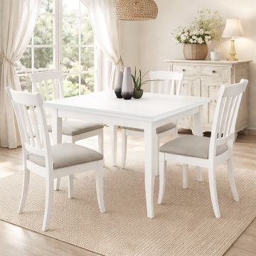 TAVOLO A LIBRO CM 80X80 BIANCO OPACO