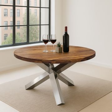 TAVOLO TONDO DIAM. CM 130 LEGNO SHEESHAM TINTA STONE TAVOLO TONDO DIAM. CM 130 LEGNO SHEESHAM TINTA STONE