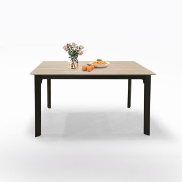 TAVOLO MOD.DROP PLUS 140X90  C/2 ALL. NERO OPACO E ROVERE NATURALE