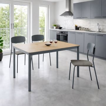 TAVOLO MOD. LUX ALL. CM 110X70 PIOMBO E NOCE STELVIO