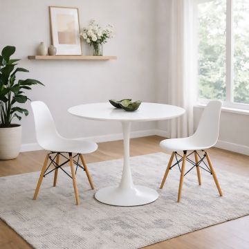 TAVOLO ROTONDO FISSO DIAM. CM 100 BIANCO OPACO