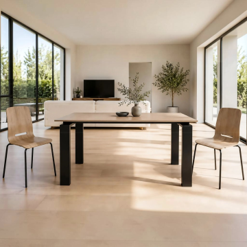 TAVOLO ALLUNGABILE MOD. TORINO CM 150X90 NERO OPACO E ROVERE CADIZ