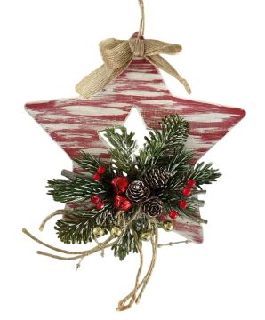 FUORIPORTA STELLA EFFETTO LEGNO BIANCO E ROSSO STRIATO 24X3.5 CM H 23CM.