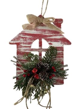 FUORIPORTA CASETTA EFFETTO LEGNO ROSSA 19.5X3.5 CM H 22CM.