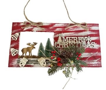 FUORIPORTA CORNICE MERRY CHRISTMAS ROSSA 40X20 CM SPESSORE 4.5CM