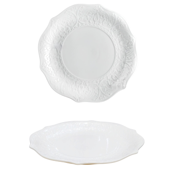 PIATTO PIANO IN PORCELLANA LINEA ALICE DIAM. 27CM BIANCO
