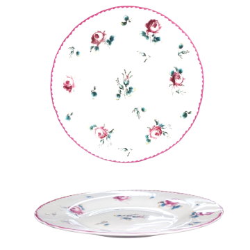 PIATTO PIANO FIORI 1 IN PORCELLANA BIANCO CON DECORO DIAM. 27CM
