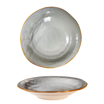 LINEA MEDITERRANEO - PIATTO FONDO GRIGIO FANGO IN GRES DIAM 24CM H 6CM