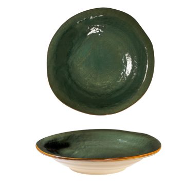 LINEA MEDITERRANEO - PIATTO FONDO VERDE SCURO IN GRES DIAM 24CM H 6CM
