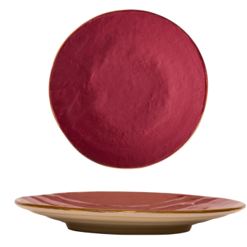 LINEA MEDITERRANEO - PIATTO DESSERT ROSSO CILIEGIA IN GRES D.20CM H 3CM