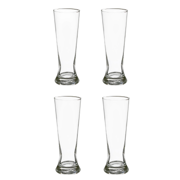SET 4 BOCCALI DA BIRRA IN VETRO TRASPARENTE 7X20.5CM 370ML  