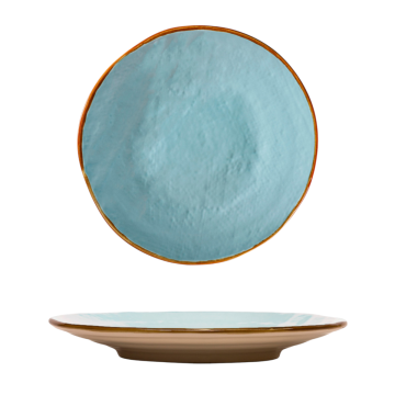 LINEA MEDITERRANEO - PIATTO DESSERT TURCHESE IN GRES DIAM 20CM H 3CM