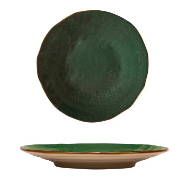 LINEA MEDITERRANEO - PIATTO DESSERT VERDE SCURO IN GRES DIAM 20CM H 3CM