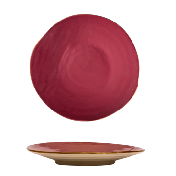 LINEA MEDITERRANEO - PIATTO PIANO ROSSO CILIEGIA IN GRES D. 28CM H 4CM