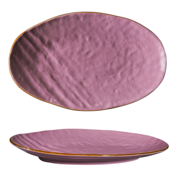 LINEA MEDITERRANEO - VASSOIO OVALE ROSA IN GRES 36X21CM H 5CM