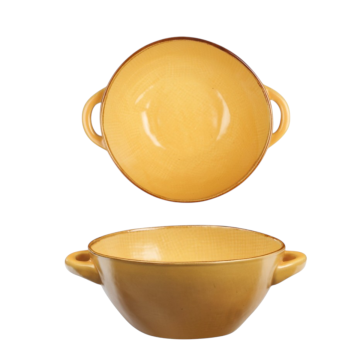 LINEA MEDITERRANEO - CIOTOLA ZUPPA 2 MANICI IN GRES GIALLA 540ML