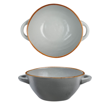 LINEA MEDITERRANEO - CIOTOLA ZUPPA 2 MANICI IN GRES GRIGIO FANGO 540ML