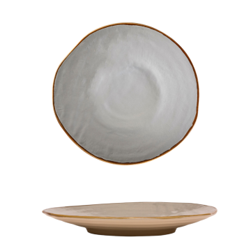 LINEA MEDITERRANEO - PIATTO PIANO GRIGIO FANGO IN GRES DIAM 28CM H 4CM