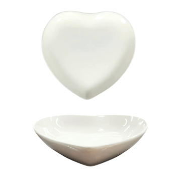 PIATTO FONDO CUORE IN CERAMICA CREMA 20X20CM