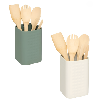SET 4 UTENSILI IN LEGNO CON CONTENITORE ASSORTITO