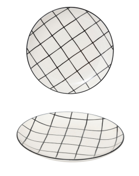 PIATTO DA DESSERT MOD. CORNER IN CERAMICA A QUADRI 20X2.3CM