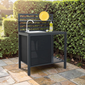 ELEMENTO CUCINA DA ESTERNO CON LAVELLO 90X60 H.126 CM NERO