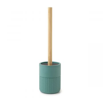 LINEA THEA - PORTA SCOPINO IN RESINA VERDE E BAMBOO NATURALE 9,5X35CM