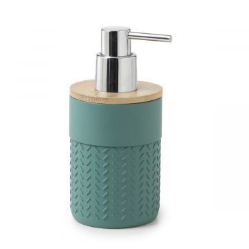 LINEA THEA - DOSASAPONE VERDE IN RESINA E BAMBOO NATURALE 7,5X8,5X15CM