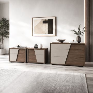 GRUPPO LETTO MOD. TIVOLI NOCE OSSIDATO E CASHMERE FENIX