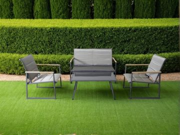 SALOTTO DA GIARDINO IN METALLO ANTRACITE E TEXTILENE 