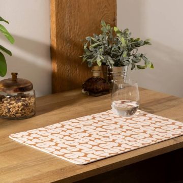 TOVAGLIETTA IN PU CON DECORO SEMICERCHI BEIGE/MARRONE 45X30CM