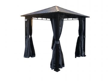 GAZEBO IN FERRO FINTO LEGNO NERO