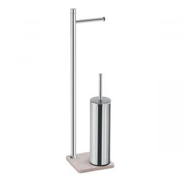 LINEA TRILLY - PIANTANA PORTA ROTOLO E PORTA SCOPINO BEIGE 14X14X64CM