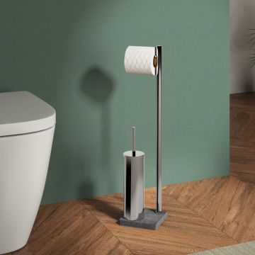 LINEA TRILLY - PIANTANA PORTA ROTOLO E PORTA SCOPINO GRIGIO
