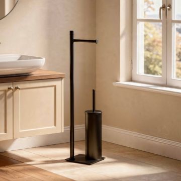 LINEA TRILLY - PIANTANA PORTA ROTOLO E PORTA SCOPINO NERO MATT