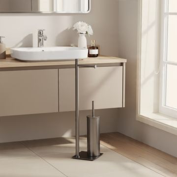 LINEA TRILLY - PIANTANA PORTA ROTOLO E PORTA SCOPINO GUN METAL