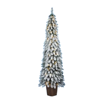 ALBERO DI NATALE FLOCCATO MOD.LANE H.180 CM CON LED