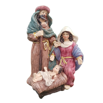 NATIVITA' 3 SOGGETTI COLORI FREDDI IN POLIRESINA 11.5X8.7CM H. 15CM