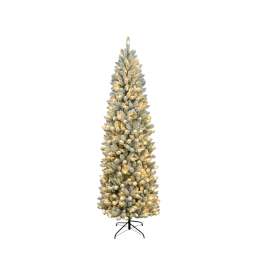 ALBERO DI NATALE FLOCCATO MOD. ENNA CON 300 LED BIANCO CALDO H.210CM 
